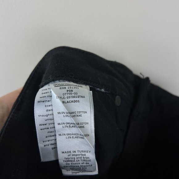 Good American Black Stretch Good Classic Coated Straight Leg Jeans - Picture 5 of 7